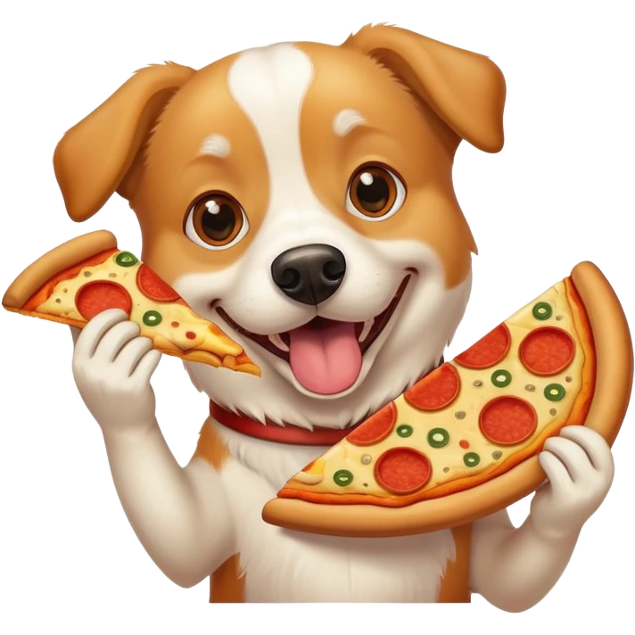 happy dog eating pizza emoji