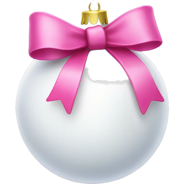Plain White Christmas ornament with a pink bow on top emoji