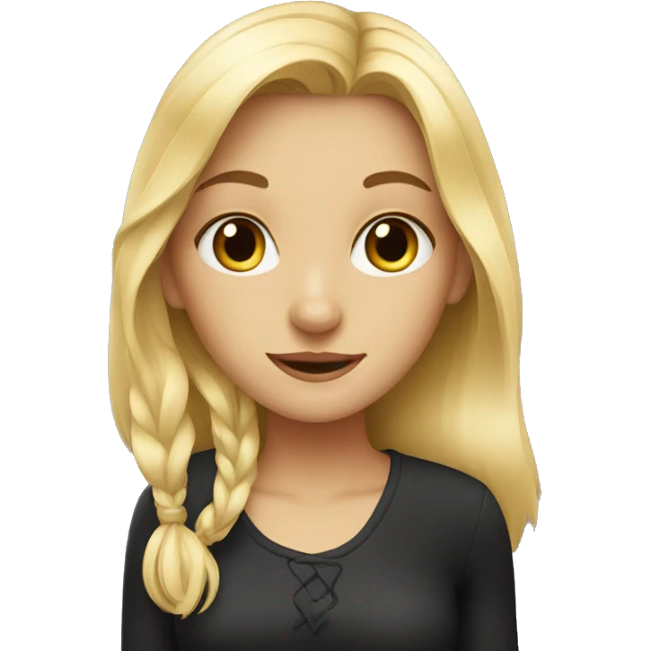 blond girl with black cat emoji