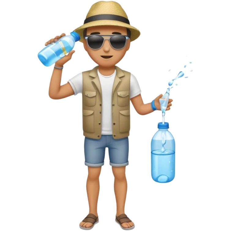 man full body emptying a bottle of water emoji