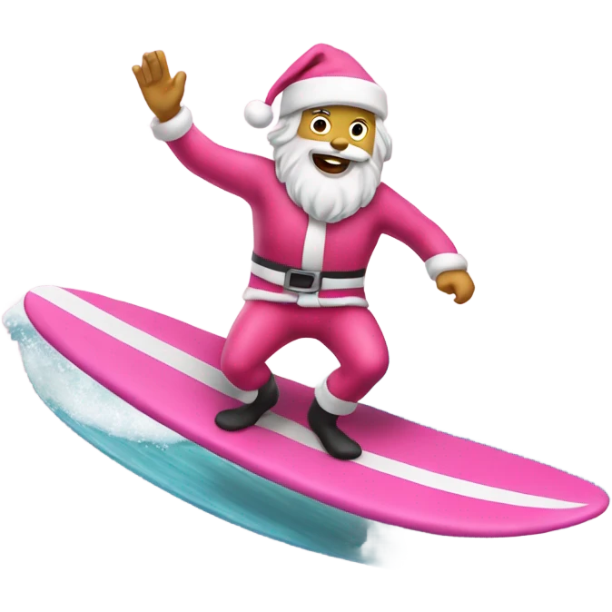 Santa in a pink suit surfing  emoji