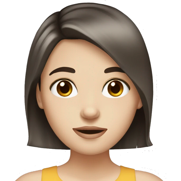pale girl with dark brown hair and brown eyes emoji