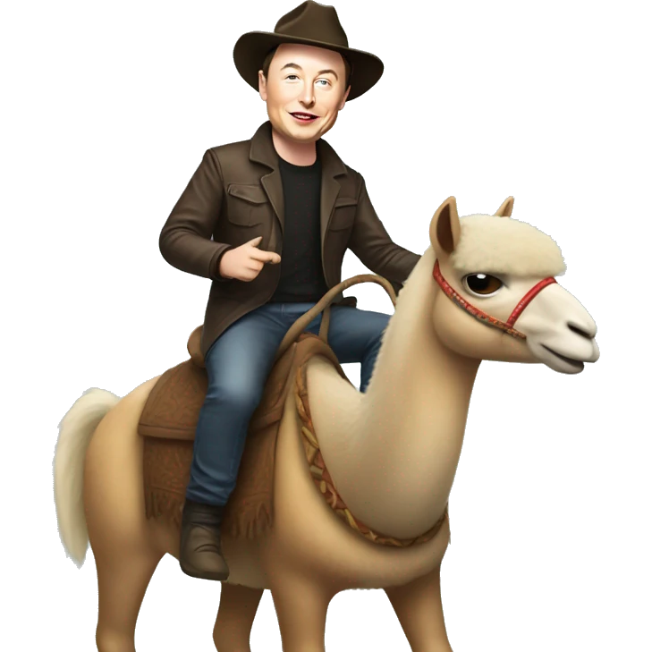 elon musk riding a lama emoji