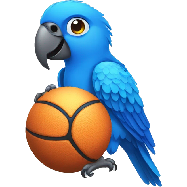 Blue parrot holding a ball emoji