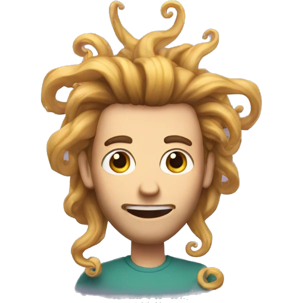 a guy with long, wild and tentacle-ish hair emoji