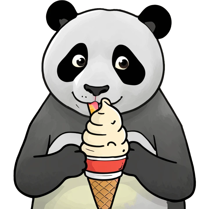 Panda eating ice cream emoji