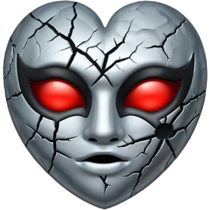 emo heart with full moon and silver mask emoji
