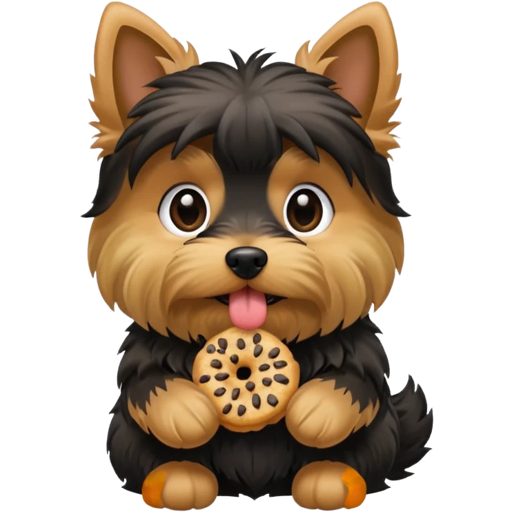 Yorkie Dog with treat in mouth emoji