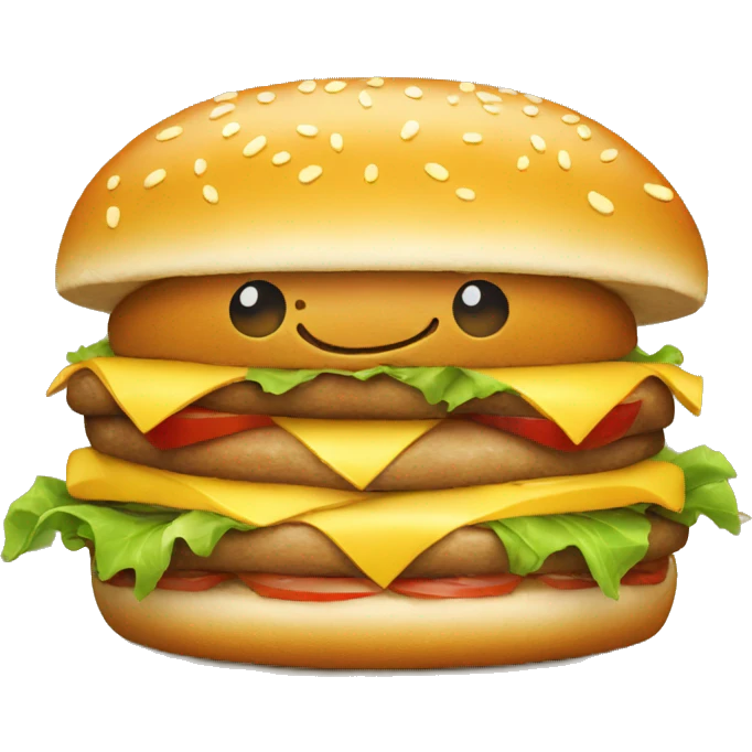 happy burger with a face emoji