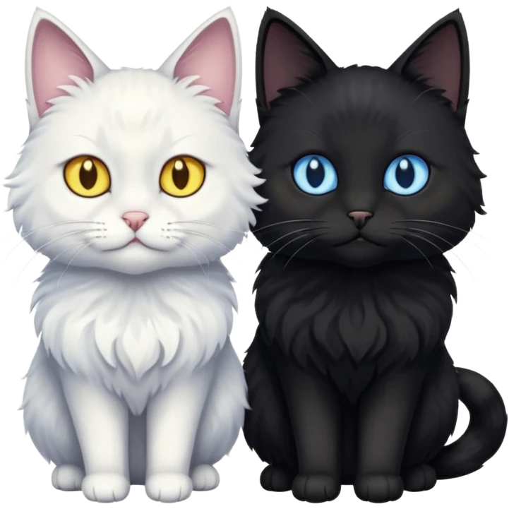 Gato preto do olho amarelo e branco do olho azul juntos um do lado do outro emoji