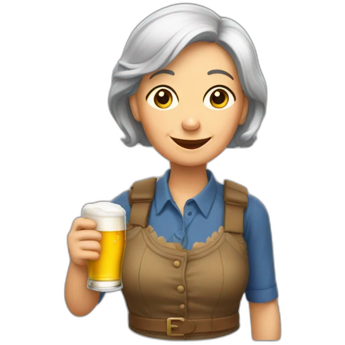 Une mamie avec une bière emoji