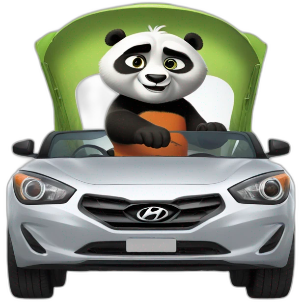 Kung Fu Panda in a Hyundai car emoji