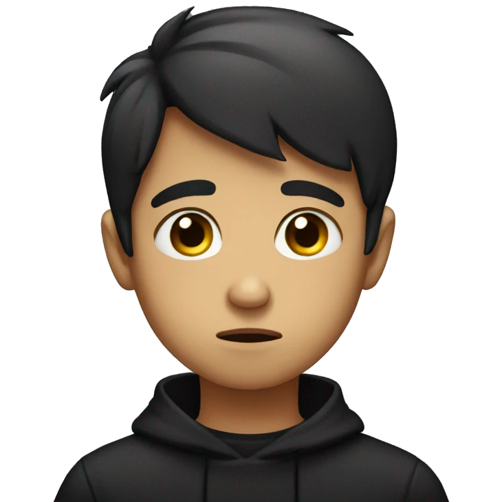 sad boy in black shirt emoji
