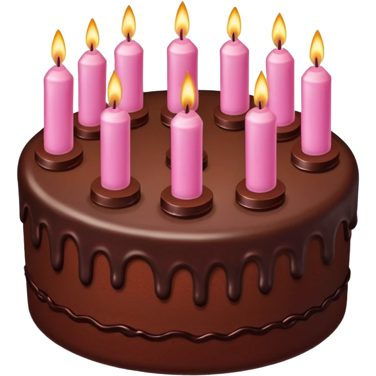 Create a chocolate birdthay cake with pink candles emoji