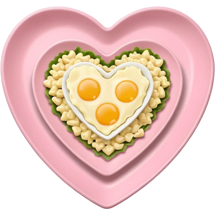 egg salad in a light pink heart shaped plate emoji