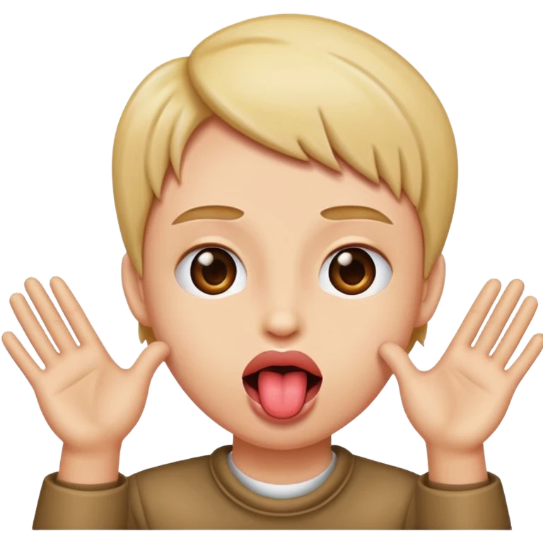 Tongue out with hands to the side emoji