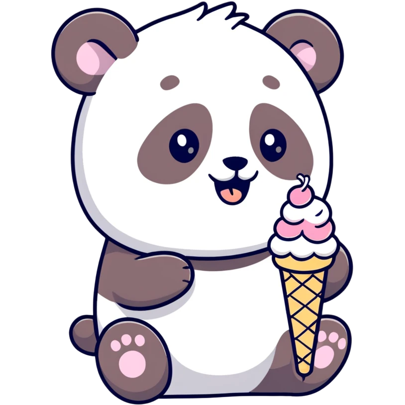 Panda eating ice cream emoji
