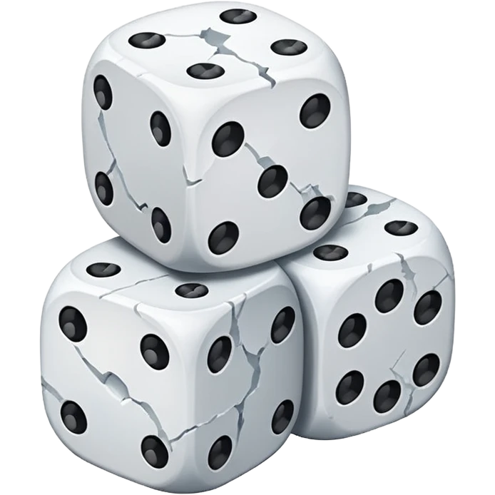two dice, with one smashed emoji