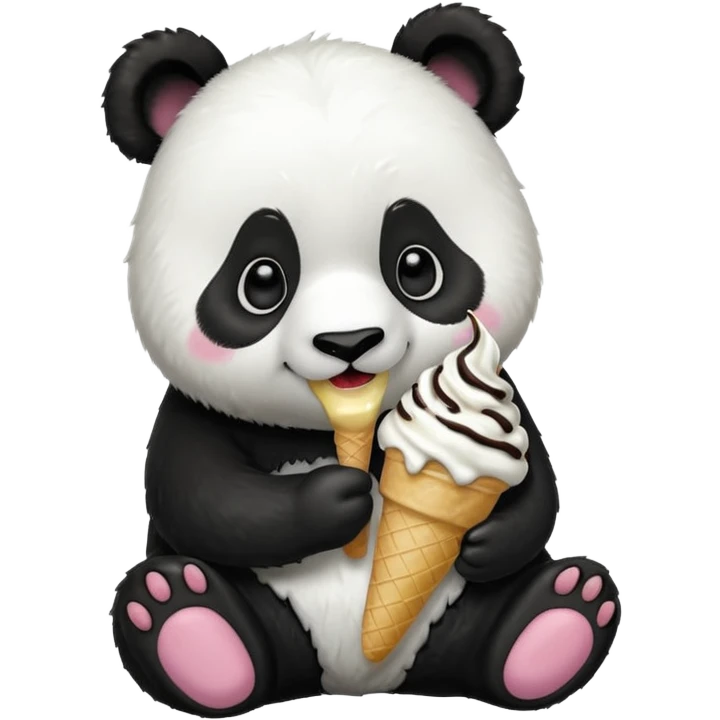 Panda eating ice cream emoji
