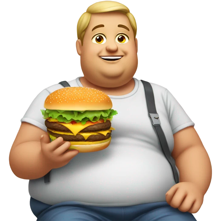 A very obese  person eating a burger emoji