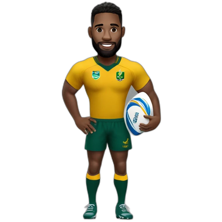 siya kolisi in springboks jearsey holding the rugby world cup emoji