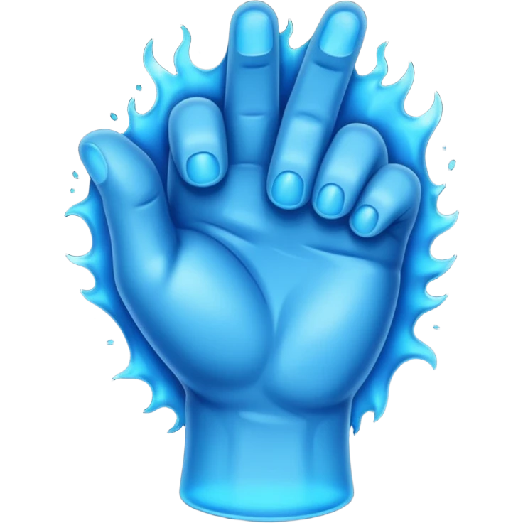fist with a glowing, jagged, energetic blue aura with black outline, apple style emoji emoji