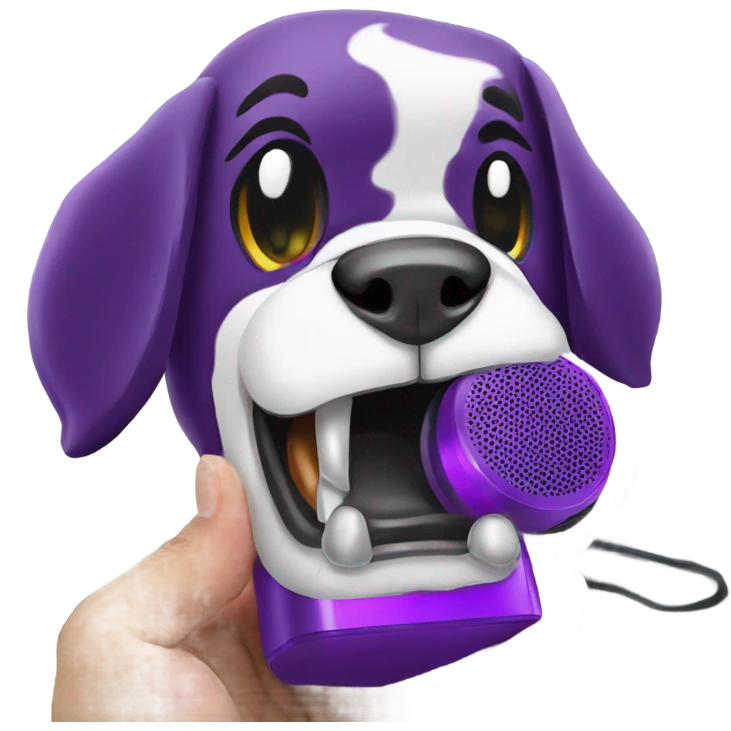 Big dog eating portable purple speaker emoji