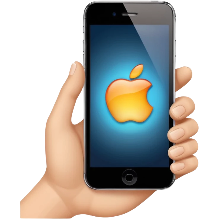 one hand showing iphone with screen, only hand and phone emoji