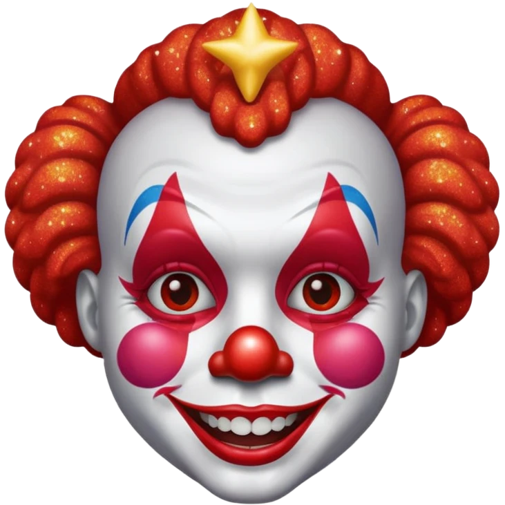 red glitter clown emoji