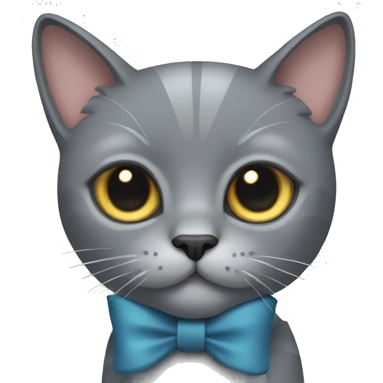 Solid grey cat with bow  emoji