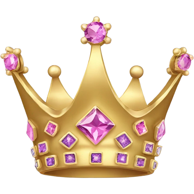 Gold crown with pink and purple diamonds emoji