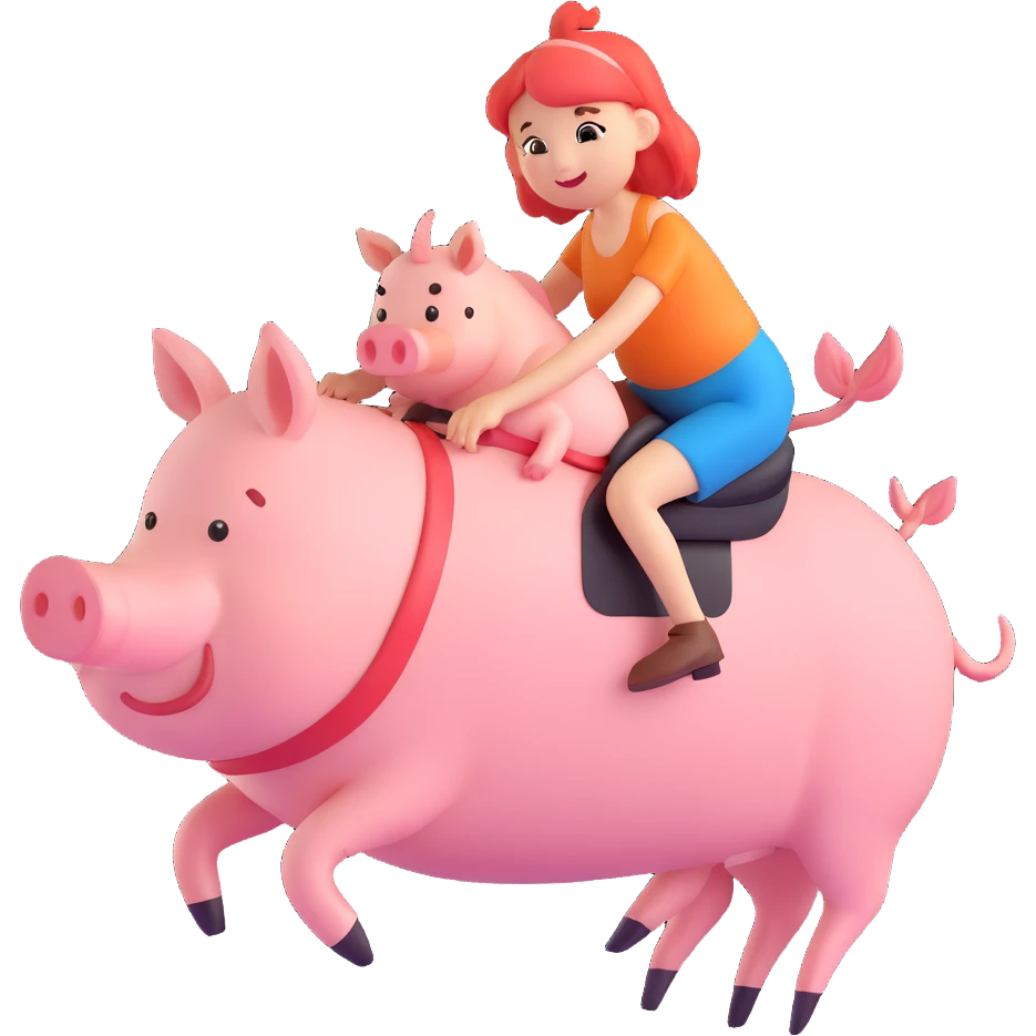 A shrimp riding a pig emoji