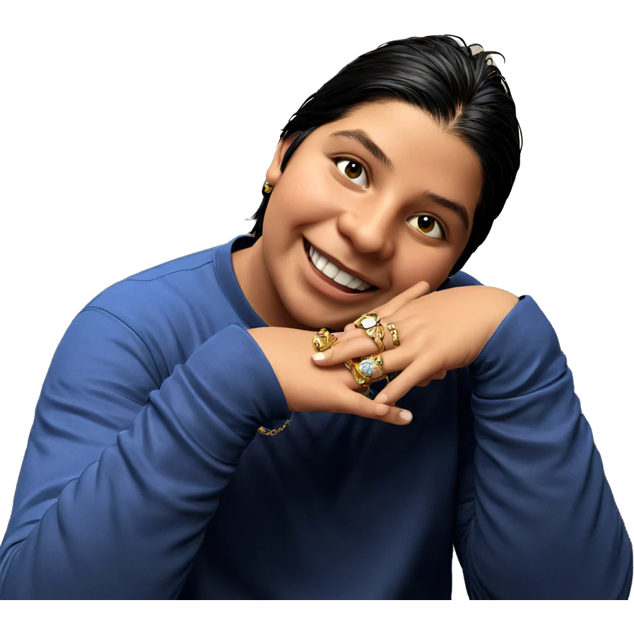 smiling boy with jewelry indoors emoji