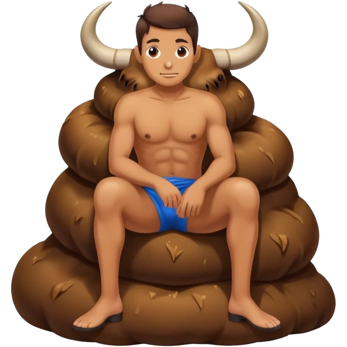 Someone sitting on a bulls shit emoji