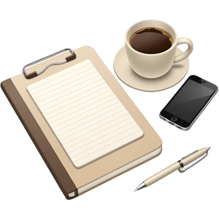 Realistic work  essentials with neutral color emoji