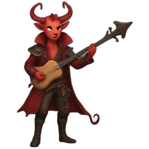 A red tiefling bard emoji