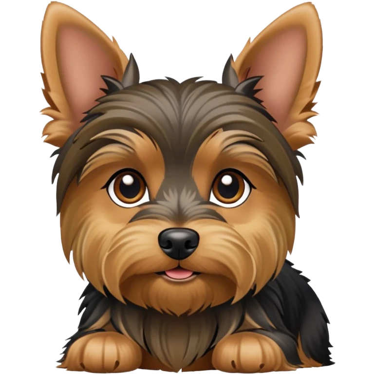 yorkshire terrier dog with small body, tan and black fur, perky ears emoji
