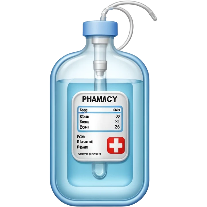 Hospital Intravenous fluid bag filled with 500ml, pharmacy label emoji