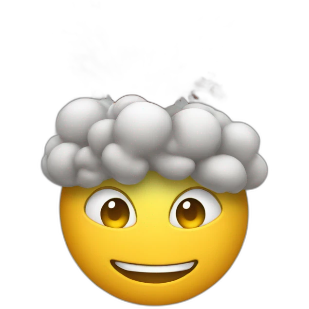 standard exploding head emoji but smiling emoji