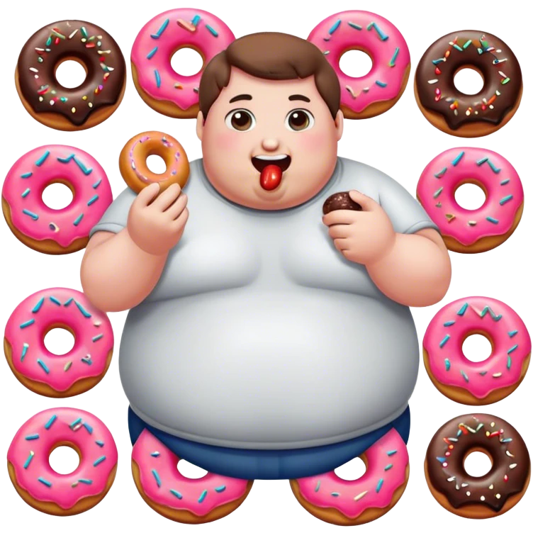 fat person eating ten donuts  emoji