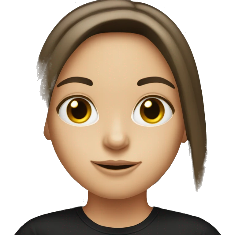 white brunette with black t shirt reflecti emoji