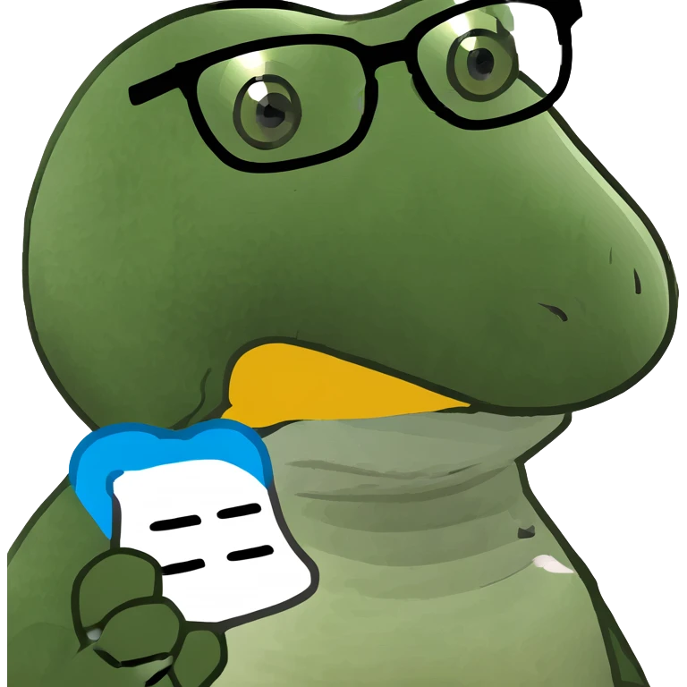 Telegram-style duck wearing glasses, debugging Python code emoji