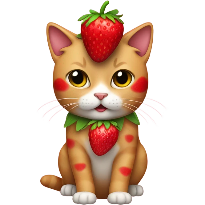 Cat wearing strawberry costume emoji