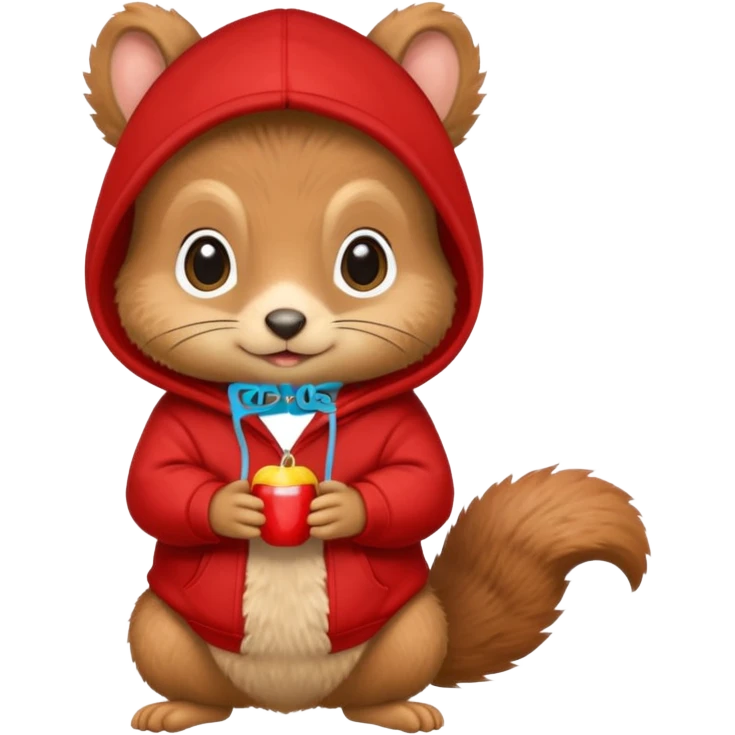 baby squirrel wear red hoodie emoji