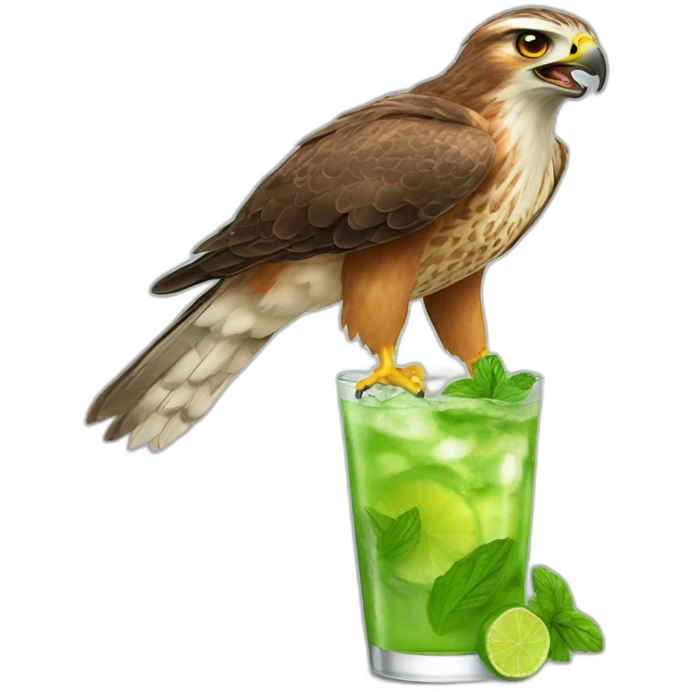 hawk drinking mojito emoji