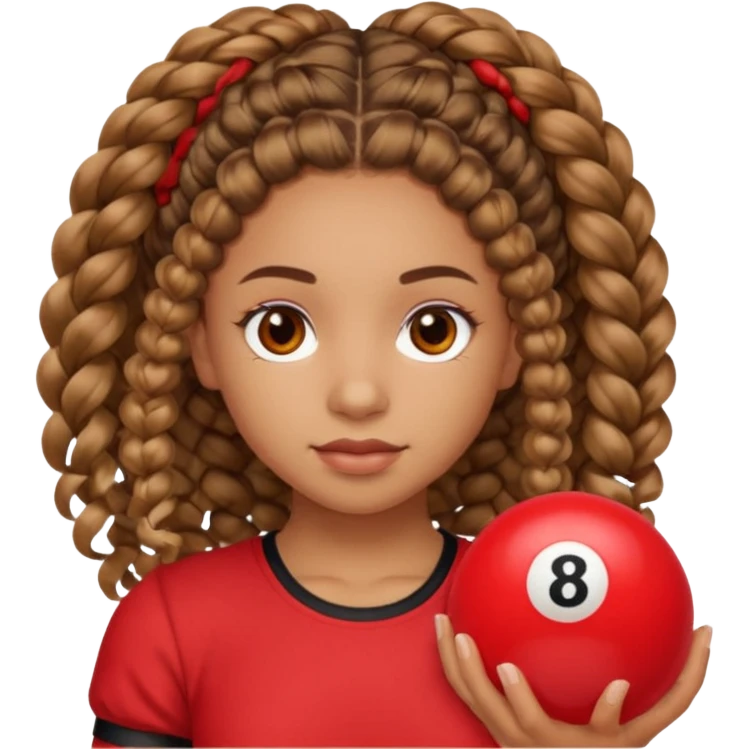 Light brown curly 3b 3a hair cassie braids light brown eyes red 8 ball top 🎱 emoji