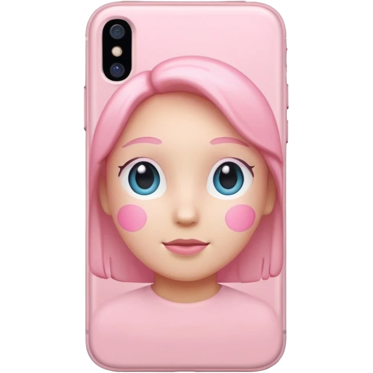 pastel pink iPhone, front view, iOS Apple emoji style emoji