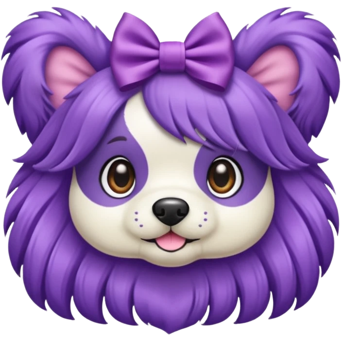 Hair bow on a purple dog emoji
