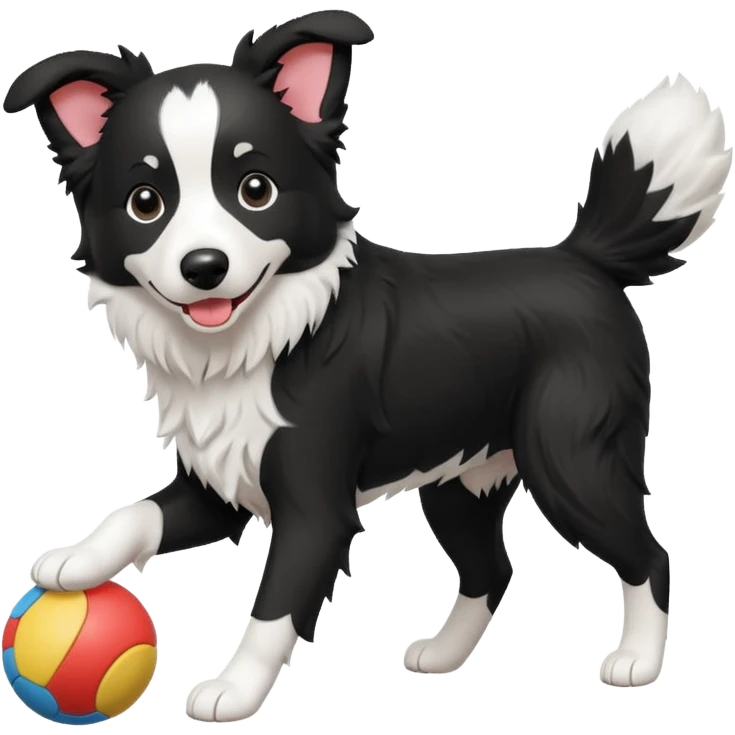 border collie playing with a toy emoji