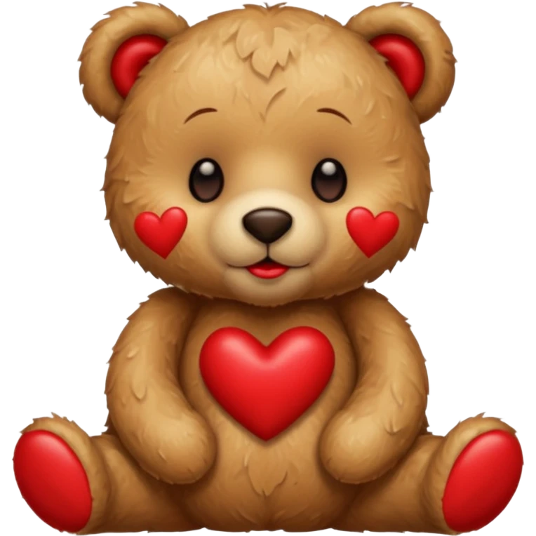 Teddy bear covered in lipstick kisses prints emoji